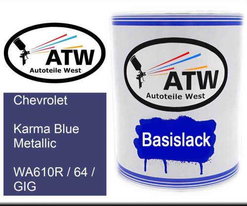 Chevrolet, Karma Blue Metallic, WA610R / 64 / GIG: 1L Lackdose, von ATW Autoteile West.